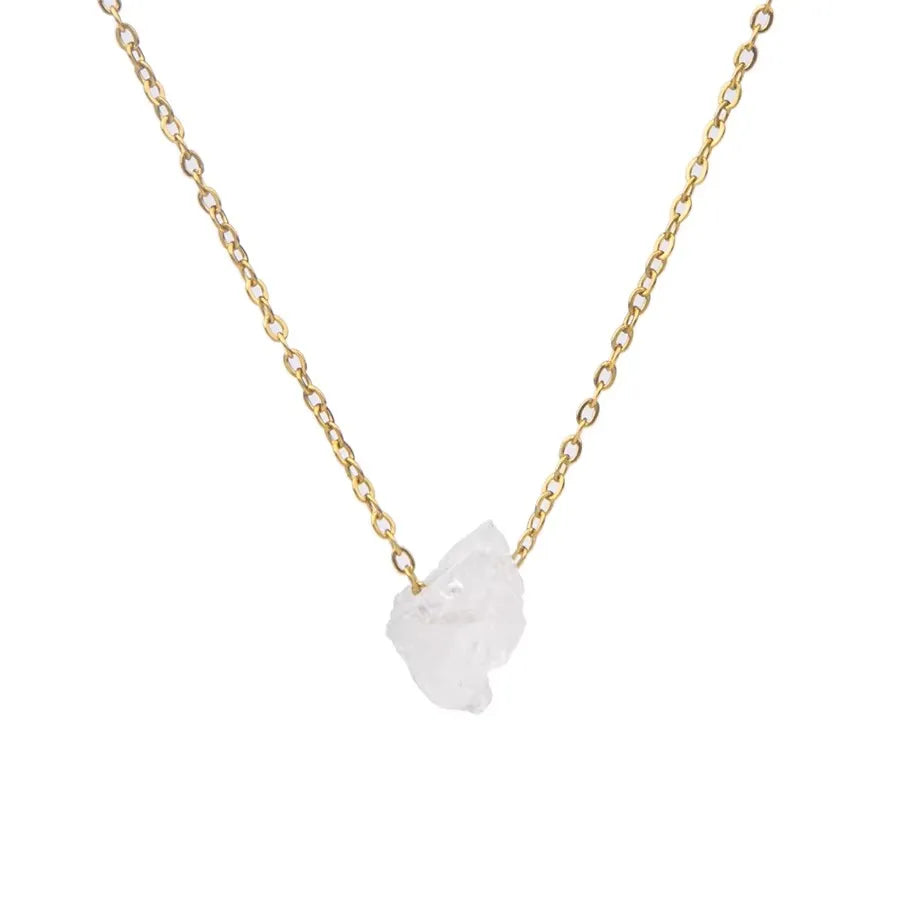 Natural Crystal Stone amethyst citrine Irregular stone agate Pendant Necklace with Stainless Steel gold Chain Gemstone Jewelry