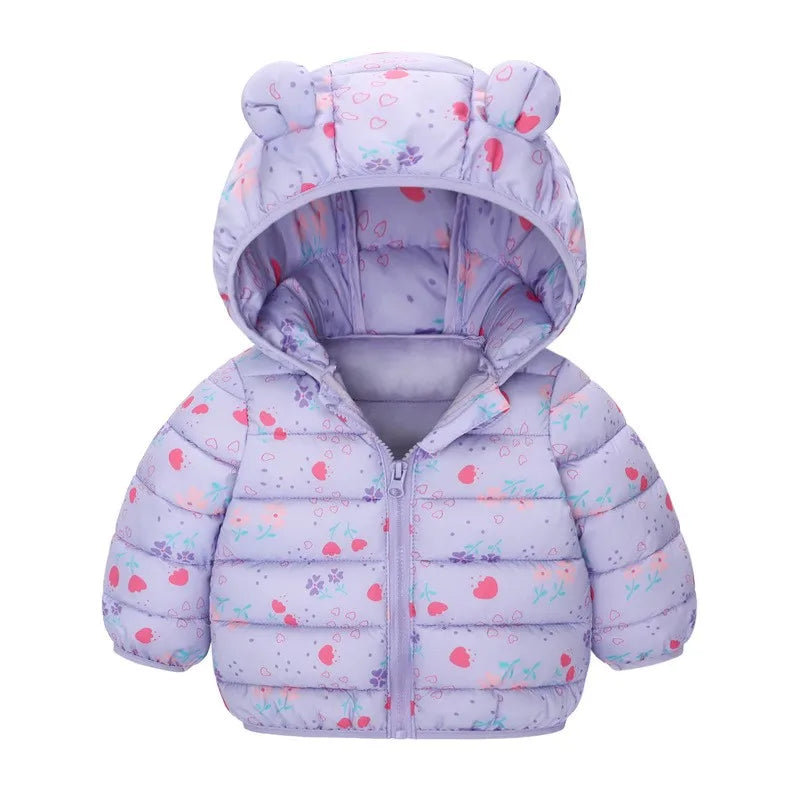 1-5 Years Baby Boy Hooded Lightweight Down Jacket Kids Girl Cartoon Dinosaur Zipper Coats Autumn Winter Warm Christmas Outerwear