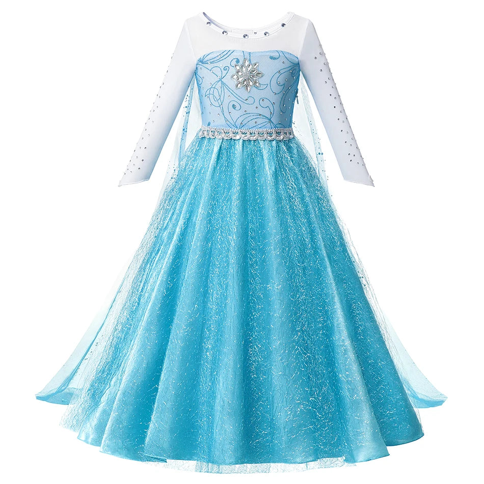 Princess Dress Collection Cinderella Snow White Aurora Rapunzel for Girls Halloween Birthday Cosplay Costume Kids 2-8Y Vestido