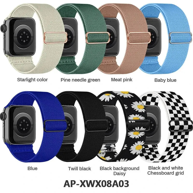 8 Packs Band Compatible with Apple Watch 38 40 41 42 44 45 49mm,Adjustable Nylon Strap for IWatch Series 8/7/6/5/4/3/2/1/SE