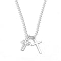 Stainless Steel Double Cross Pendants Necklace for Women Men Minimalist Gold Color Beaded Chain Choker Jewelry Gift