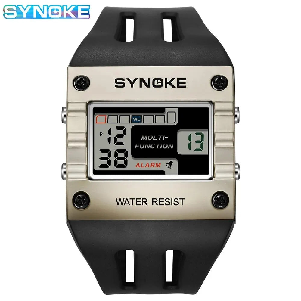 SYNOKE Digital Watch Men Sports Electronic Watch Waterproof Night Glow Large Screen Square Student Watch Outdoor New Color Trend