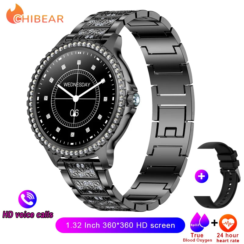 2024New Fashion Women Smart Watch 360*360 HD Screen Sports Bracelet Custom Dial Heart Rate Voice Call Smartwatch For Android IOS