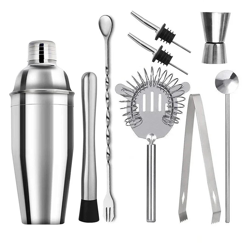 1/3/6/9/11pcs Cocktail Shaker Set Stainless Steel Bartender Kit Cocktail Mixer Wine Martini Boston Shaker Party Bar Tools