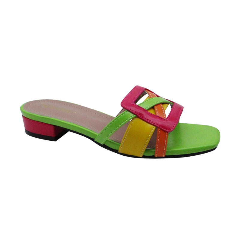 FABIO PENNY2026 Women's Low-Heeled Slippers Elegant European Design Casual Toe-Exposed Fashionable High-End Dinner Comfortable