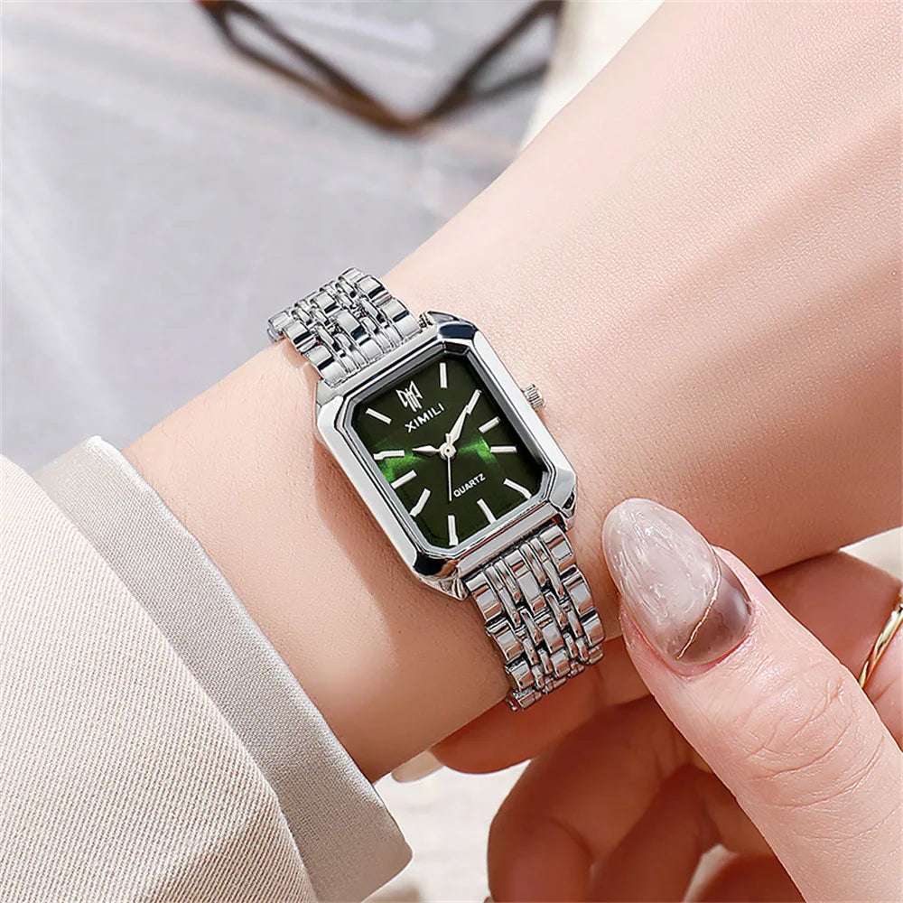 UTHAI W124 Fashion Women watch square business light luxury stainless steel quartz watch casual clock gift，watches for woman