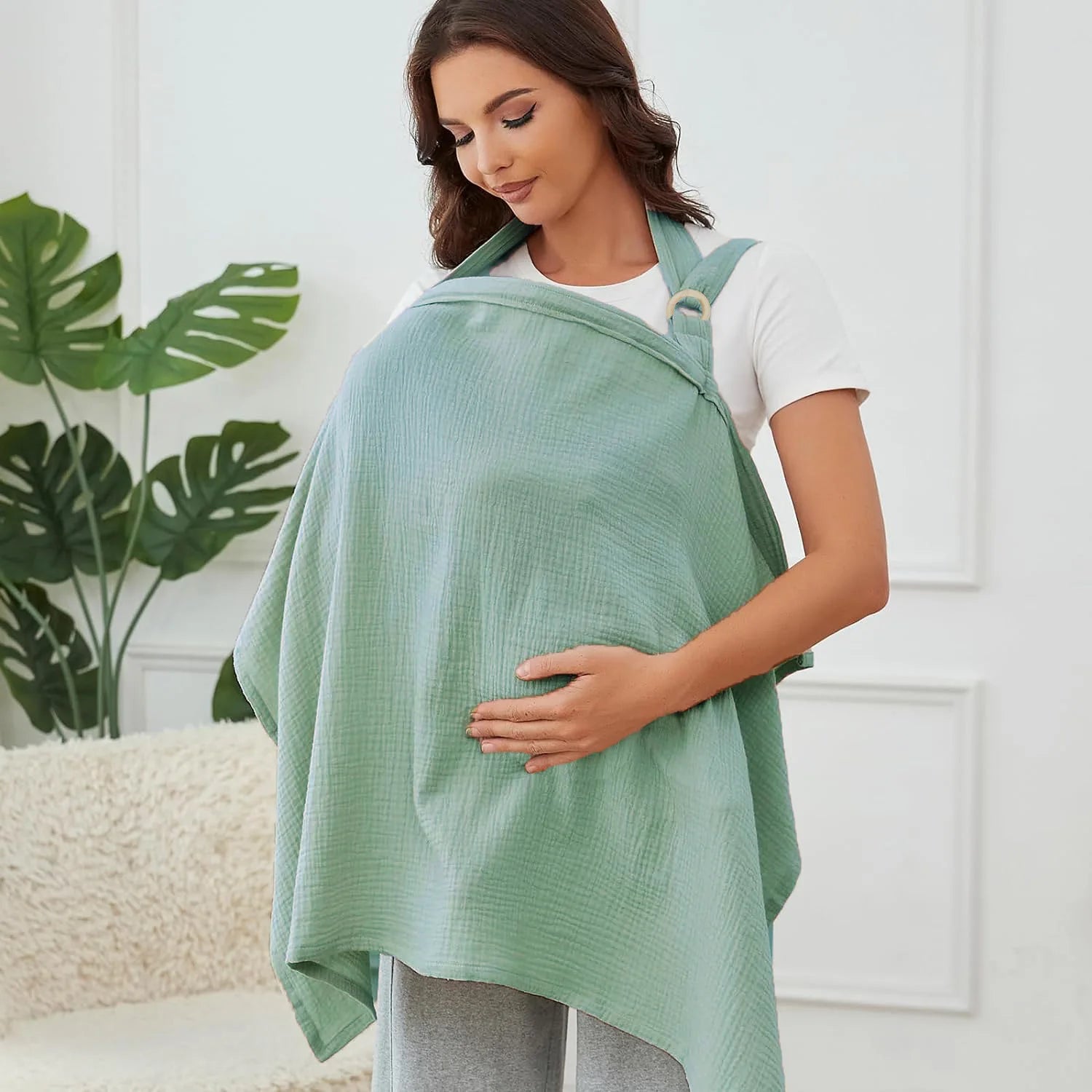 Double Layer Cotton Nursing Cover Breastfeeding Shawl Anti Embarrassment Baby Blanket & Stroller Cover