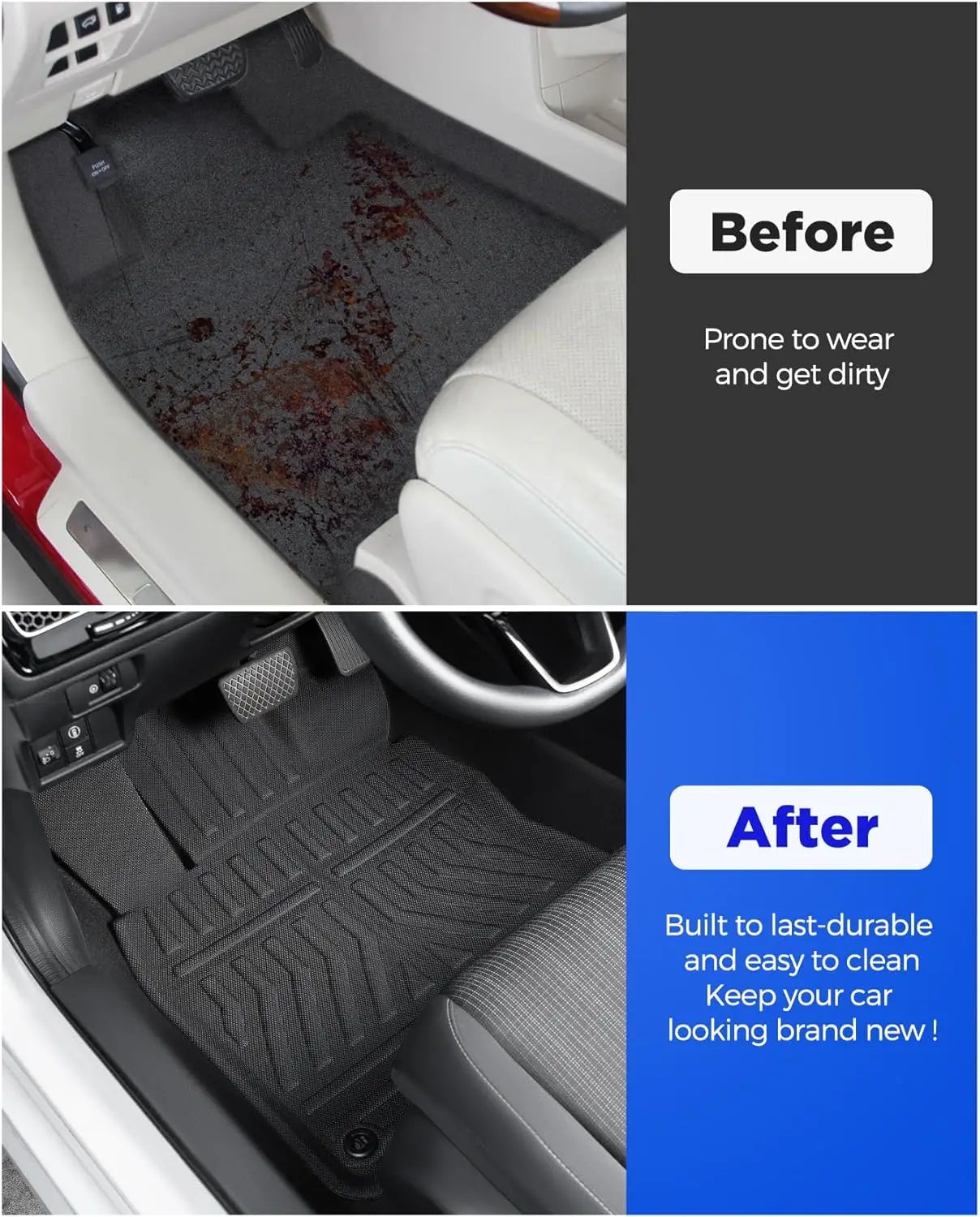 3 Pcs Floor Mats for Honda Civic 2022-2025 All-Weather Rubber Liners Heavy Duty Car Interior Protection