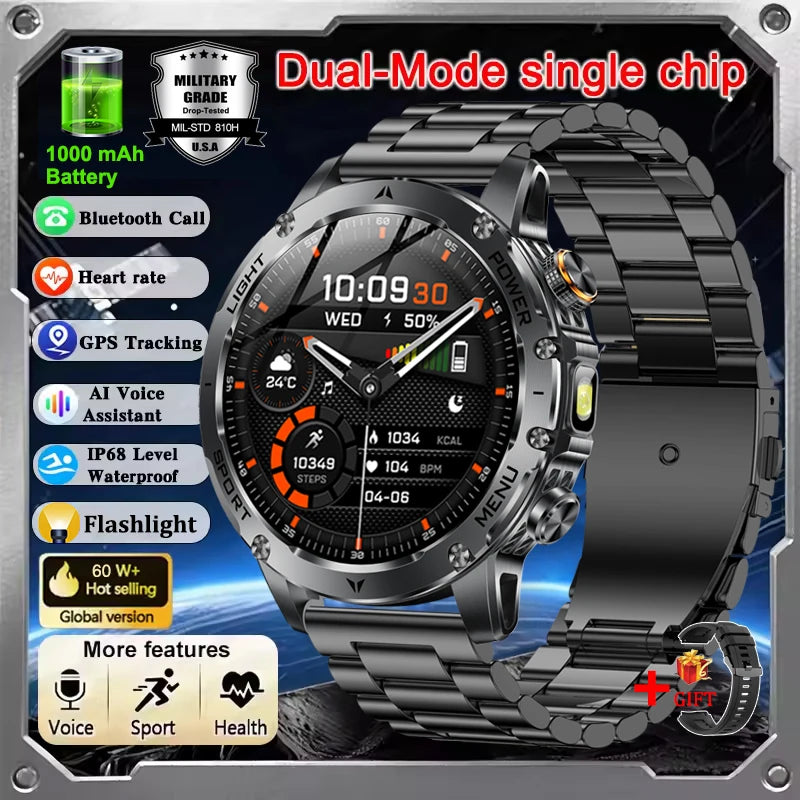 New T-Rex 3 Ultra Military Grade 1000mAh Battery Smart Watch Men IP68 Waterproof Sports Fitness Bluetooth Call AMOLED Smartwatch