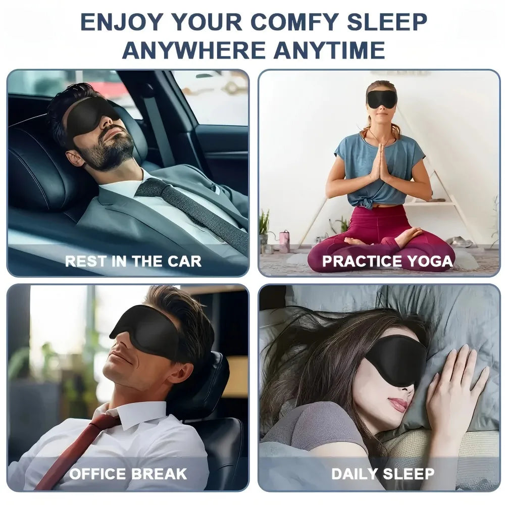 3D Eye Mask, Comfortable & Breathable Sleep Mask with Nose Pad, Adjustable Size Eye Cover for Sleeping, Travel & Nap, Blackout