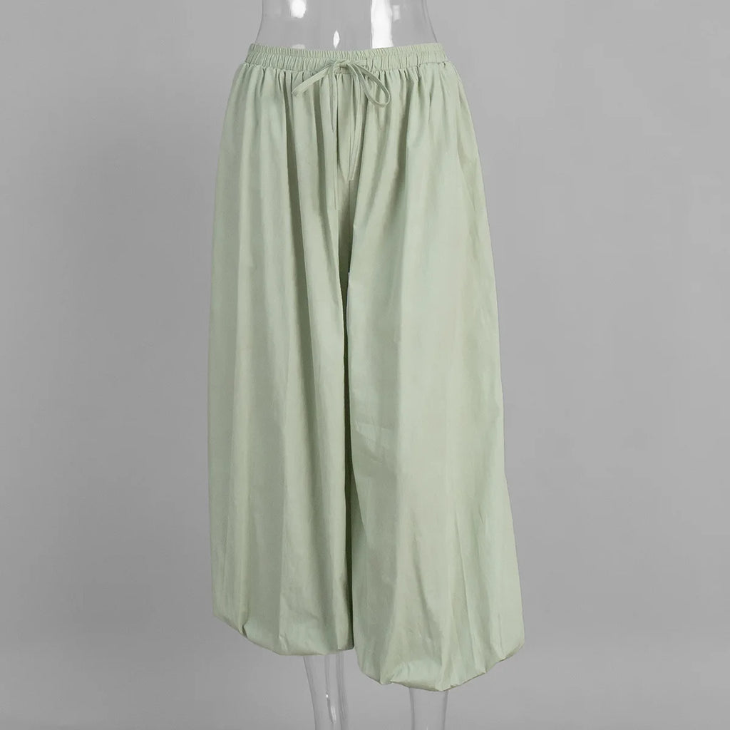 100% Cotton High Quality Women Casual High Waist Bloomers Long Pants Fashion Big Wide Leg Pants Women Clothes Trousers