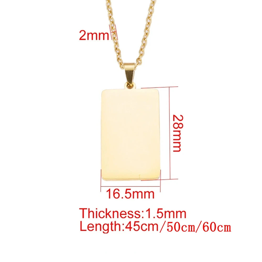New10 pcs mirror polished bar shaped nameplate pendant necklacestainless steel personalized DIY custom name logo pendant necklac