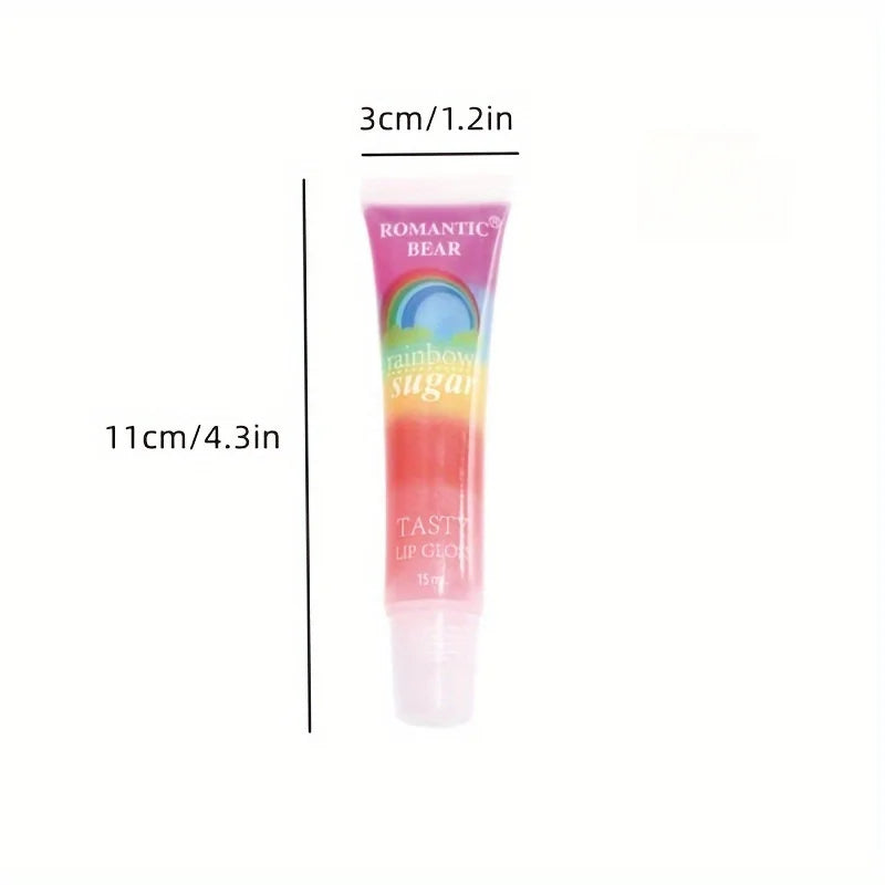 15pcs Rainbow Pearl Lip Gloss Glitter, Rainbow Jelly Lip Gloss, Sparkling Lips, Moisturizing Lip Skin, Keeping It Hydrated And N