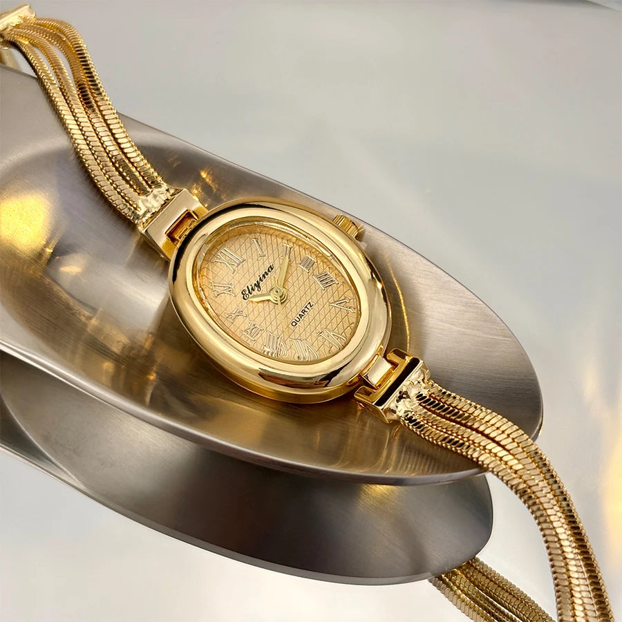 New Fashion Tassel Oval Bath Tub Ladies Bracelet Watch Simple Elegant Wristwatch Live Broadcast Bestseller
