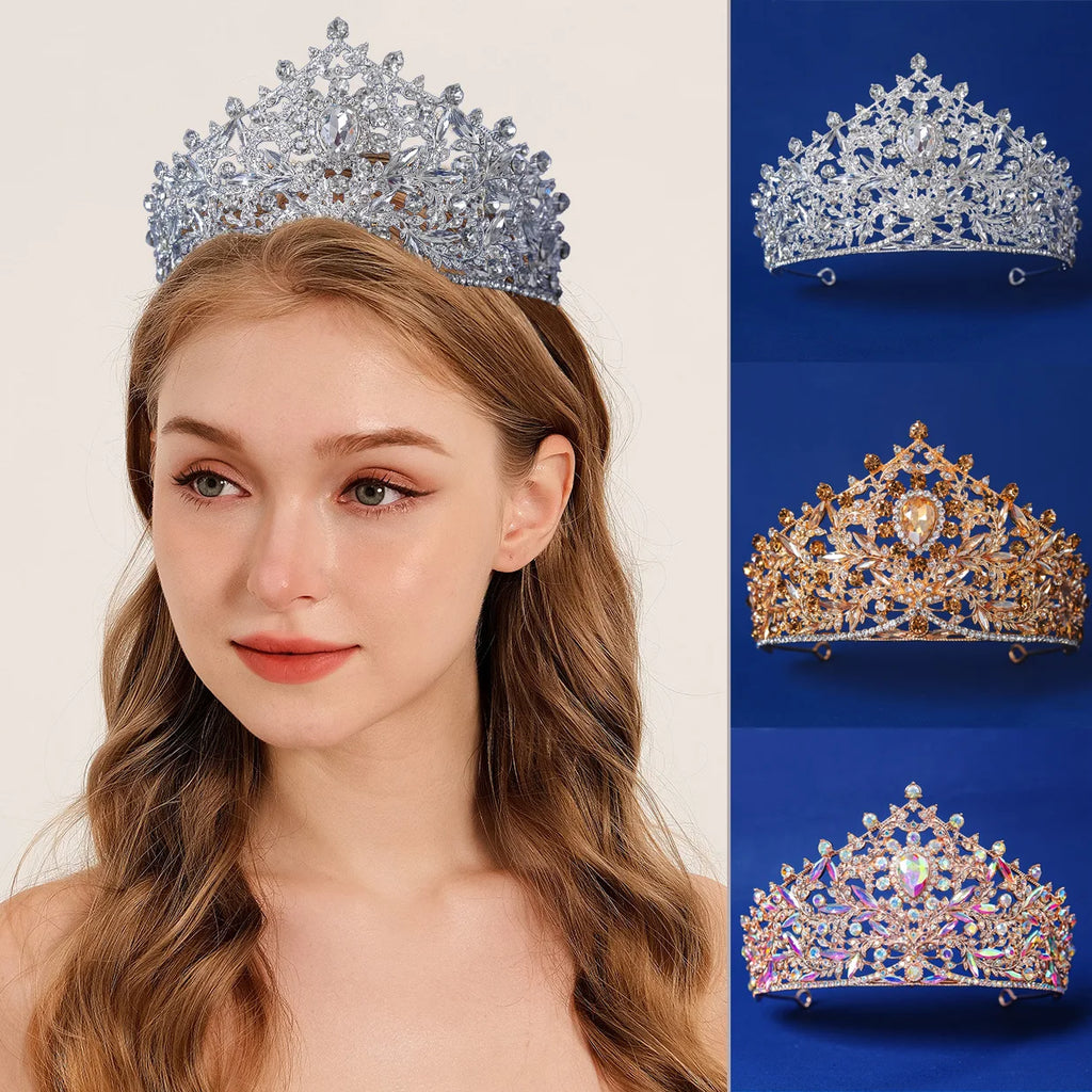 Baroque retro Crystal Bridal Tiara Crowns For Women Bride Queen Princess Diadems Wedding Hair Accessories