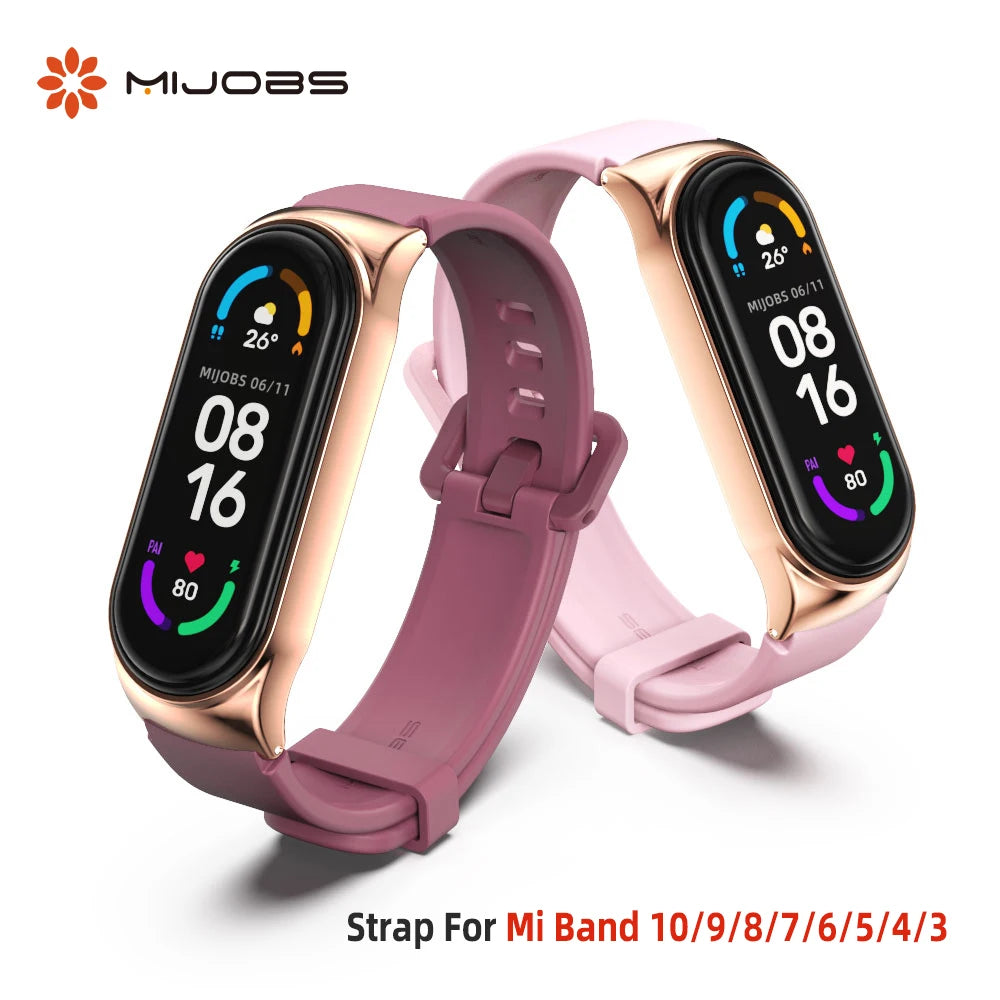 For Mi Band 10 9 8 7 6 5 Strap Silicone Wristband for Mi Band 9 Leather Strap For Mi band 8 Bracelet MiBand Metal Wristbands