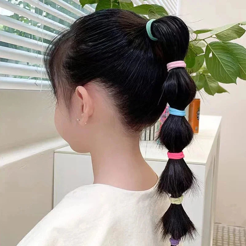 100 Psc Hair Ties,Soft Hair Ties,Small Seamless Hair Bands for Girls,Multicolor Hair Elastics Ponytail Holders