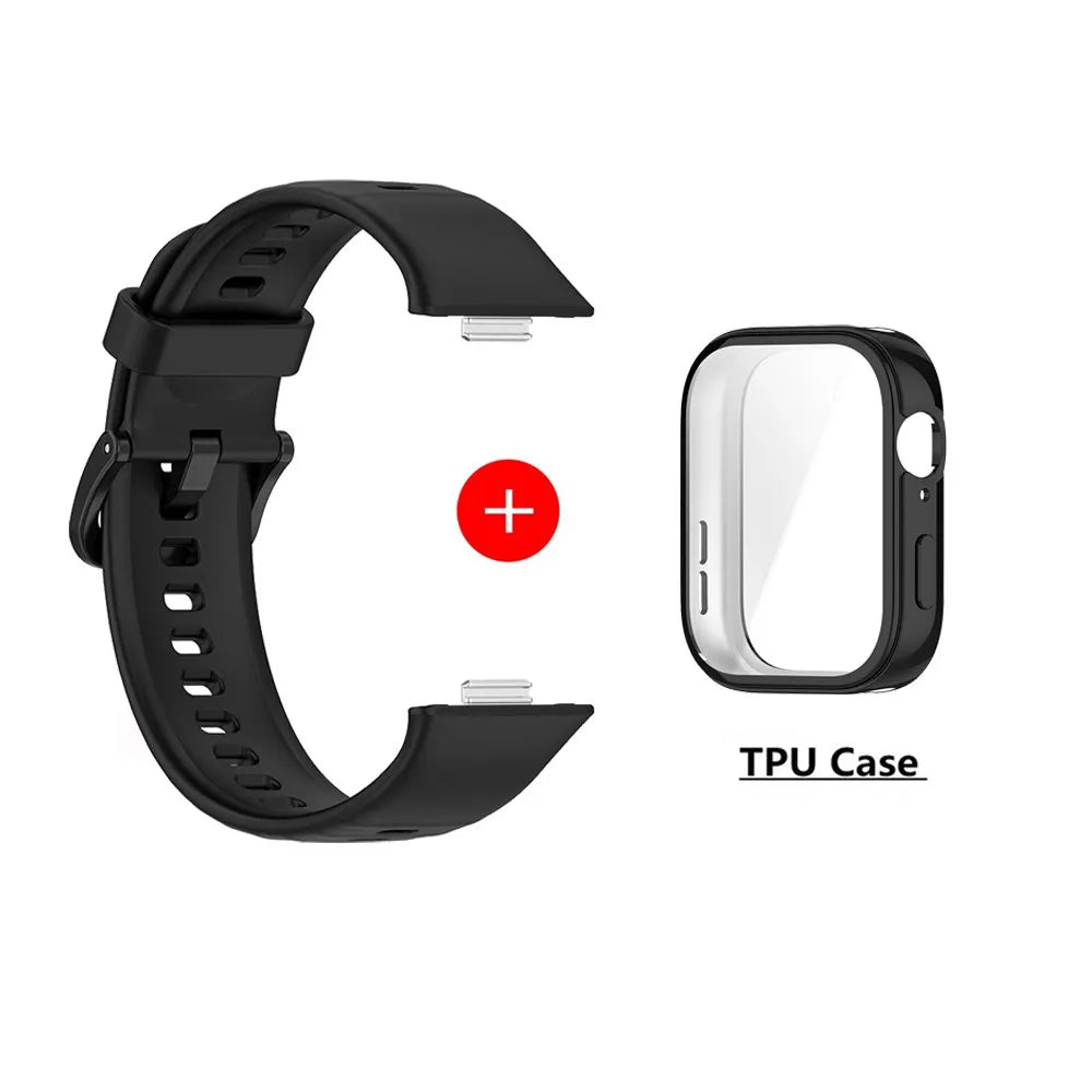 Silicone Watch Strap For Huawei Watch Fit 3 Strap Replacement Band For Huawei Watch Fit3 Strap With Case Screen Protector