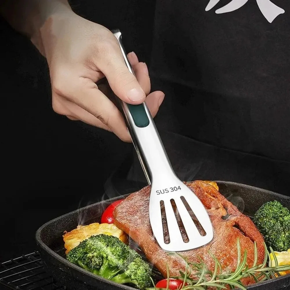Kitchen Gadgets New Stainless Steel Food Tongs BBQ Meat Salad Bread Clip Barbecue Grill Buffet Clamp Non-slip Tong Cooking Tools