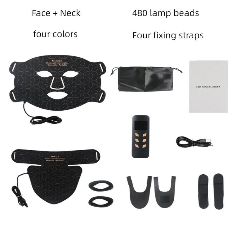 Portable Led Face Mask 4 Colors Red Light Therapy Face Mask 850NM Near Infrared Red Light Photon Therapy Skin Care Face Mask