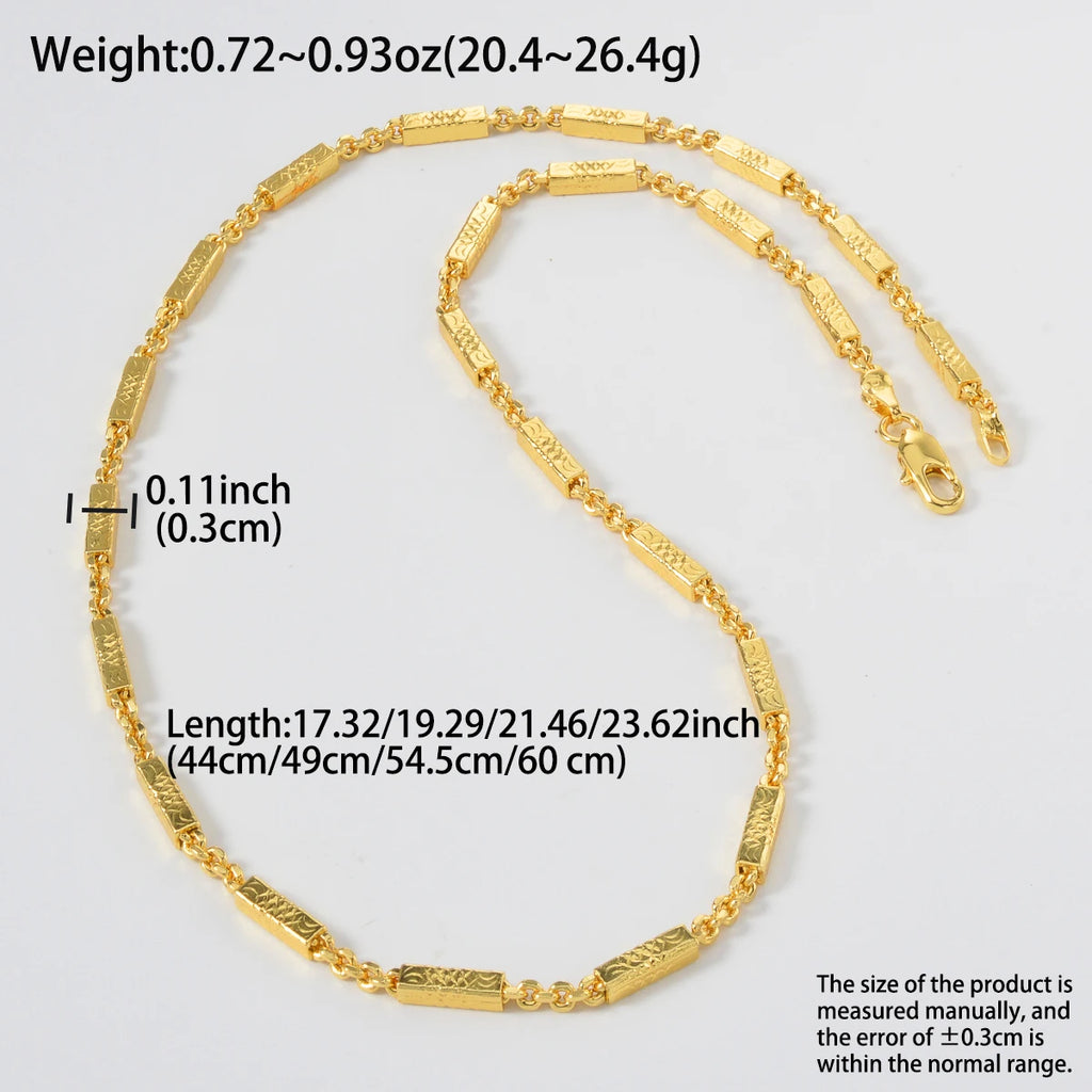 Dubai 18k Gold-plated Copper Necklace Chain Necklace Geometric Cylinder Jewelry Neck Chain 60cm Long Chain Daily Wear Gifts