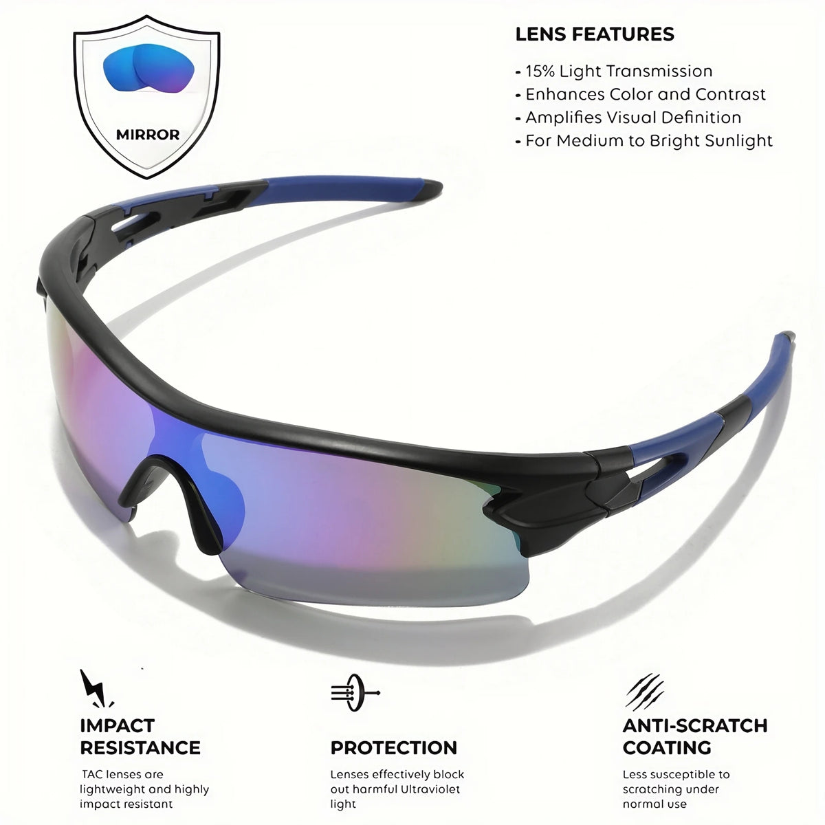 New Fashion Colorful Sports Sunglasses - One-Piece Wraparound Lens, UV400 for Running, Cycling & Outdoor