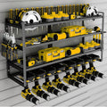 Power Tool Storage Rack 4 Layers Organizer-8 Tool Floating Shelf Wall Mount Heavy Duty Iron Drill Holder for Basement Workbench