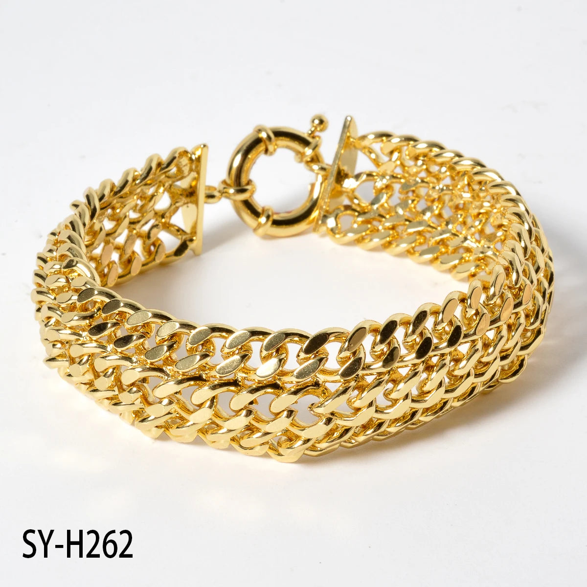 New 18MM Wide Copper Chain Bracelet Unisex 18K Gold Plated Wristband Miami Sidewalk Bracelet Punk Hip Hop Jewelry Party Gift