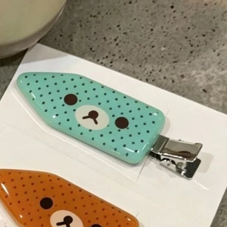 INS Bear Hair Clips Kiiroitori Polka Dot Glossy Resin Arrow Duckbill Side Barrettes Hairclips For Women Girls Jewelry