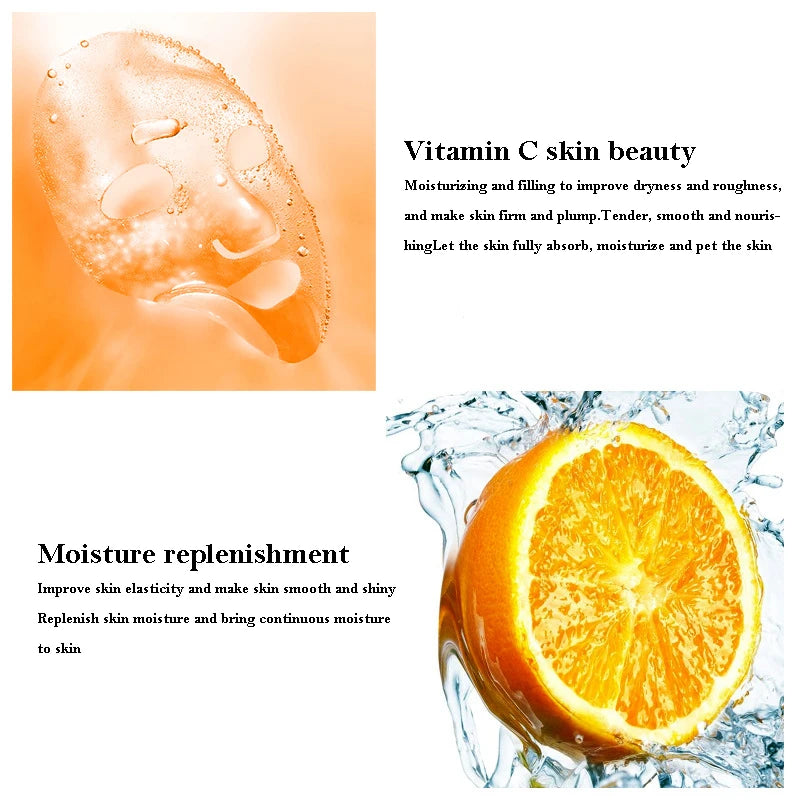 10pcs BIOAQUA Vitamin C Facial Mask Face skincare Moisturizing Face Mark Brightening Repairing Facial Masks for Face Skin Care
