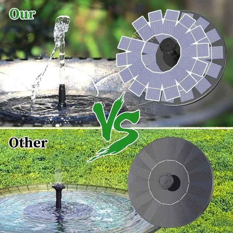 New 1W/1.5W/2.5W/3.5W Outdoor Solar Fountain Water Pump Bird Bath Fountain with 6 Nozzles Suitable for Courtyard Garden Pools
