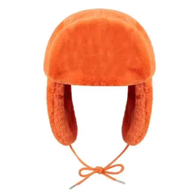 Fashion Dopamine Aesthetic Warm Ear Protection Hat Autumn Winter Street Casual Warm Windproof Caps Solid Color Tie Bomber Hat