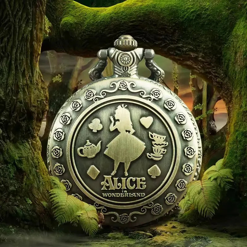Cute Girl Forest Series Pattern Trendy Gift Holiday Quartz Pendant Necklace Pocket Watch