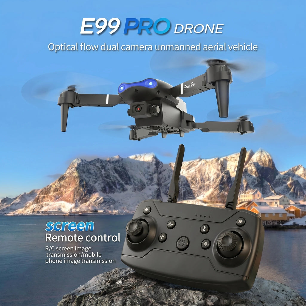 2026 Upgraded E88 PRO MAX Foldable Drone with Dual Cameras, 8K Screen Remote Control, Extra Batteries, One Key Return, Portable RC Quadcopter for Adult Beginners, Black Friday Christmas Holiday Gift