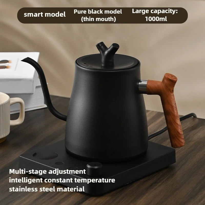 Gooseneck Electric Kettle 1L: Smart Temp Control for Pour-Over Coffee, Fast Boil Stainless Steel, 110V & 220V