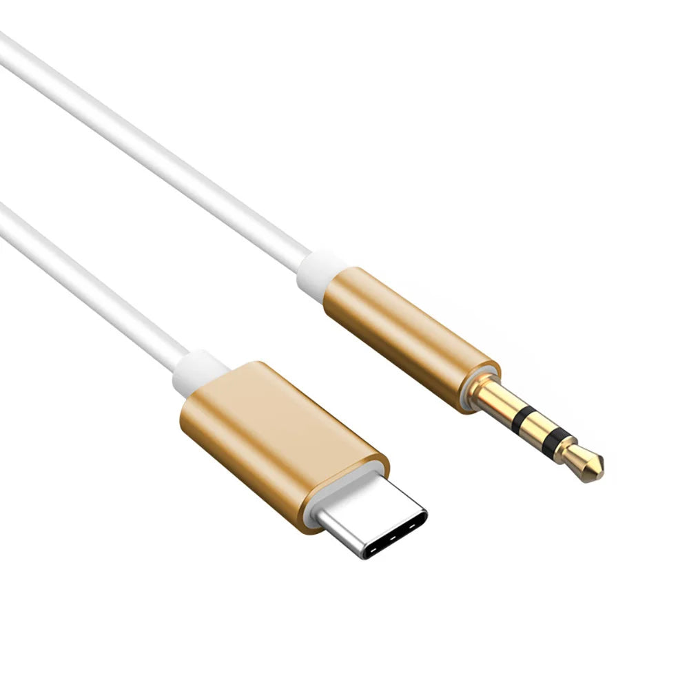 USB Type C to 3.5mm Jack AUX Audio Cable with DAC for Car Speaker Headphone Compatible Tipo C Auxiliary Adapter Cable Converter