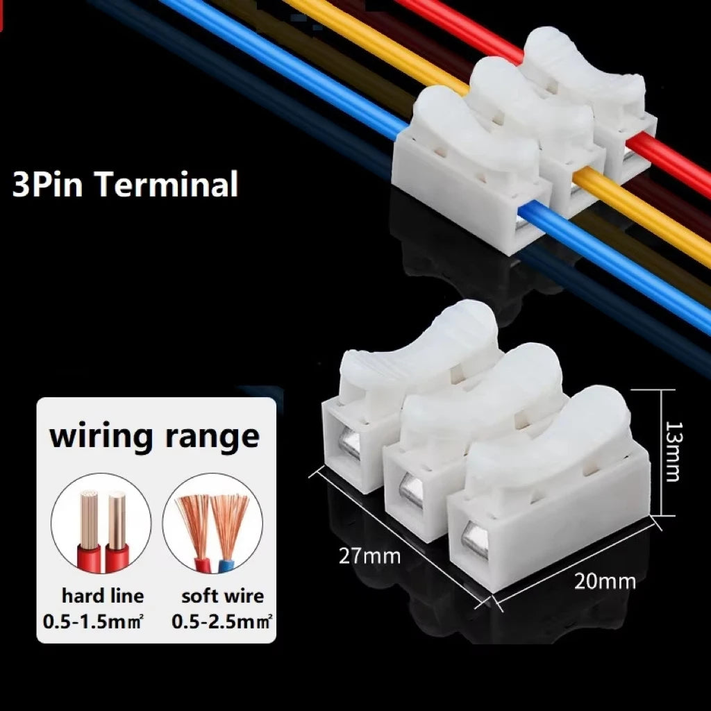 Quick Wire Connectors 1P 2P Screwless Spring Clamp Terminal Block No Soldering Cable Terminals For Electronics Wiring Connection