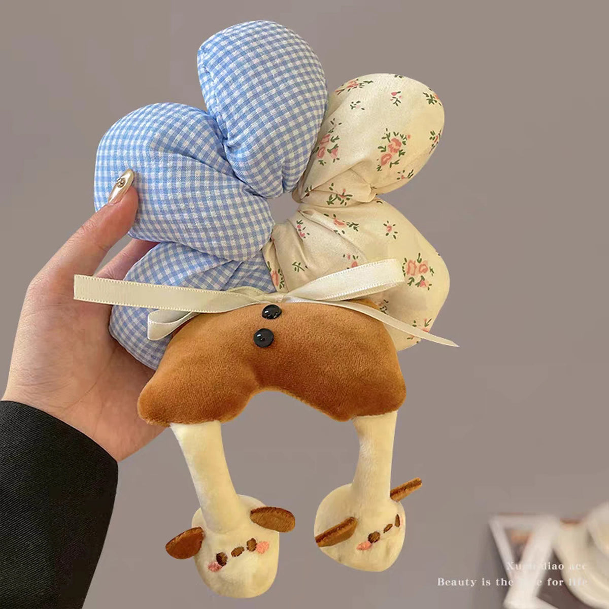 1pc cute cartoon animal  flower large intestine scrunchie, cotton three-dimensional puppy head rope little yellow duck hair rope
