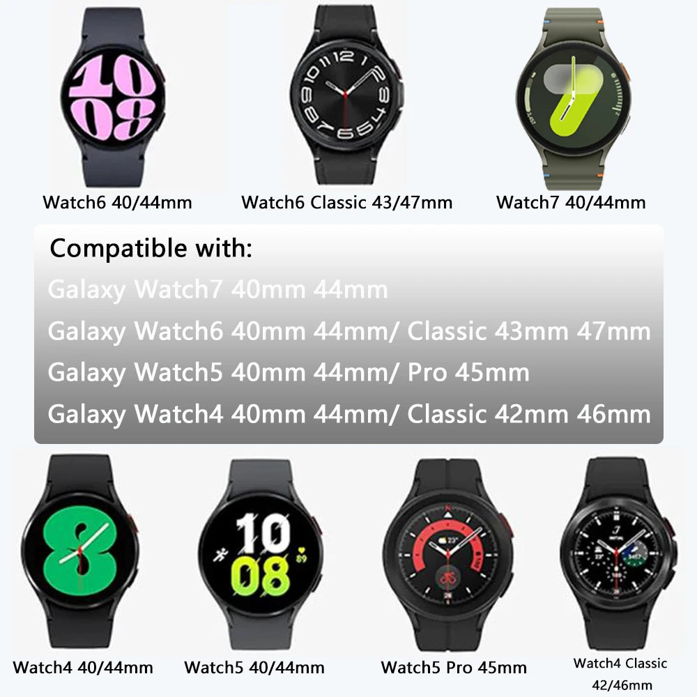 Stainless Steel Strap for Samsung Galaxy Watch4/5/6/7 44mm 40mm Classic 47mm 43mm 46mm 42mm Pro No Gaps Metal Bracelet 20mm Band