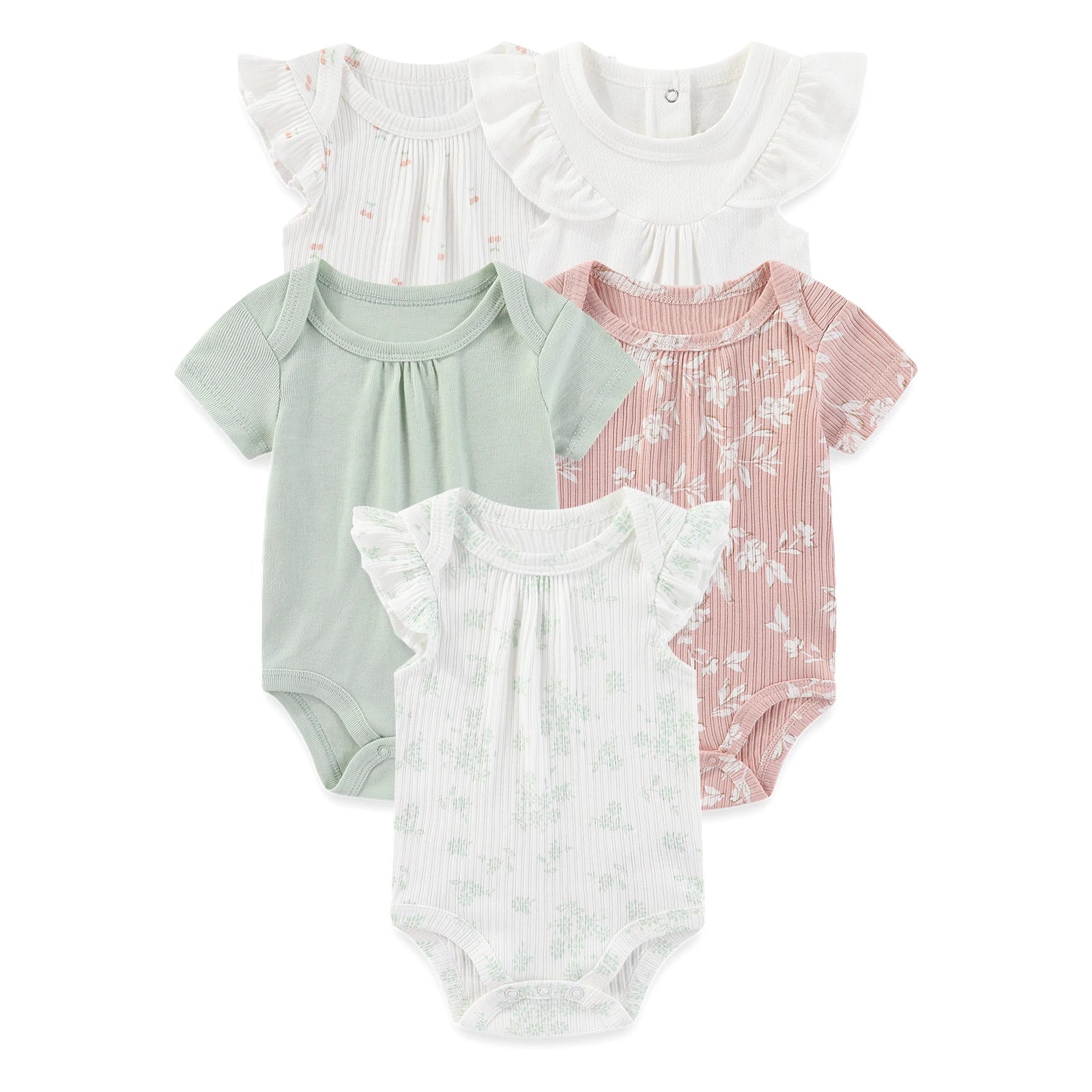 Kiddiezoom 5 Pcs/Lot Four Seasons Fashion Cartoon Short Sleeve Baby Boy Girl Bodysuits Soft 100%Cotton NewbornOnesies