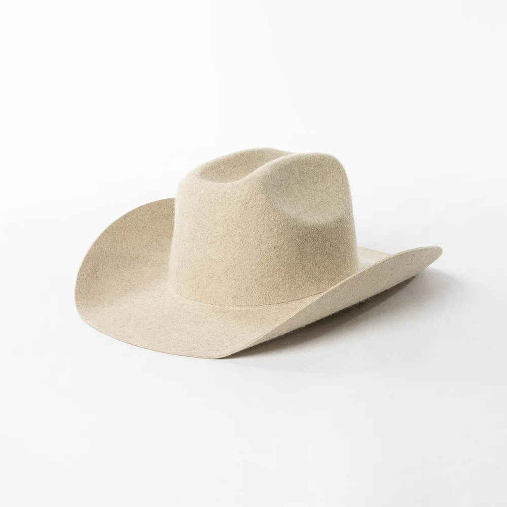 100% Wool Western Cowboy Hat Women Men Autumn Winter Casual Felt Cowgirl Hat Outdoor Sunshade Warm Concave Shape Fedoras Top Hat