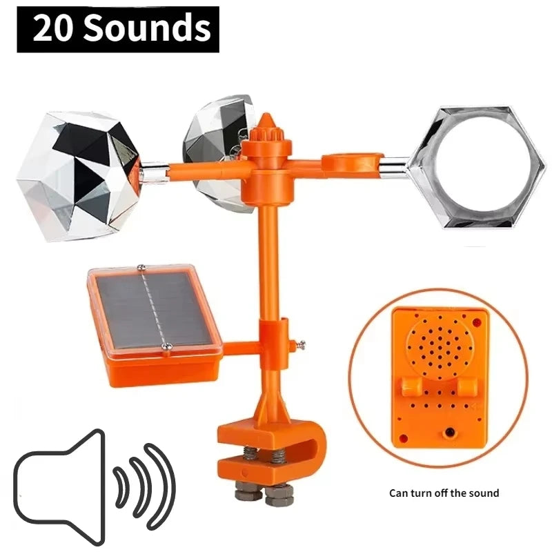 Automatic Bird Repeller Solar Wind Powered 360° Rotation with Reflective Sound Scare Deterrents for Garden Farm Yard Outdoor