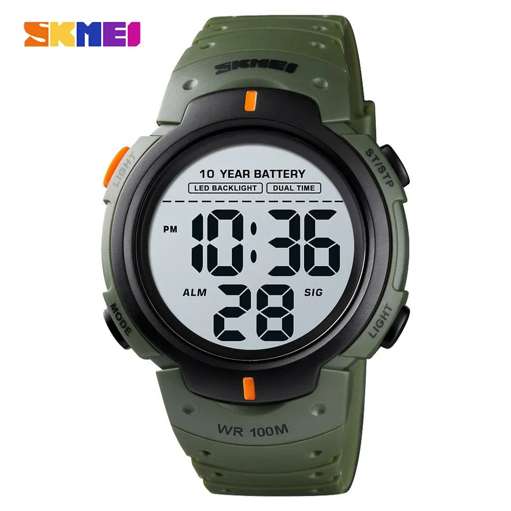 SKMEI 1560 Sport Electronics Watch for Men 100M Waterproof LED Display Digital Mens Wristwatches Stopwatch Military Reloj Hombre