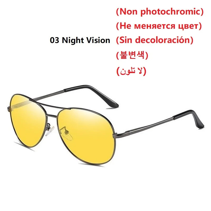 Luxury Photochromic Pilot Polarized Sunglasses Men Women Driving Chameleon Sun Glasses Change Color Day And Night Eyewear