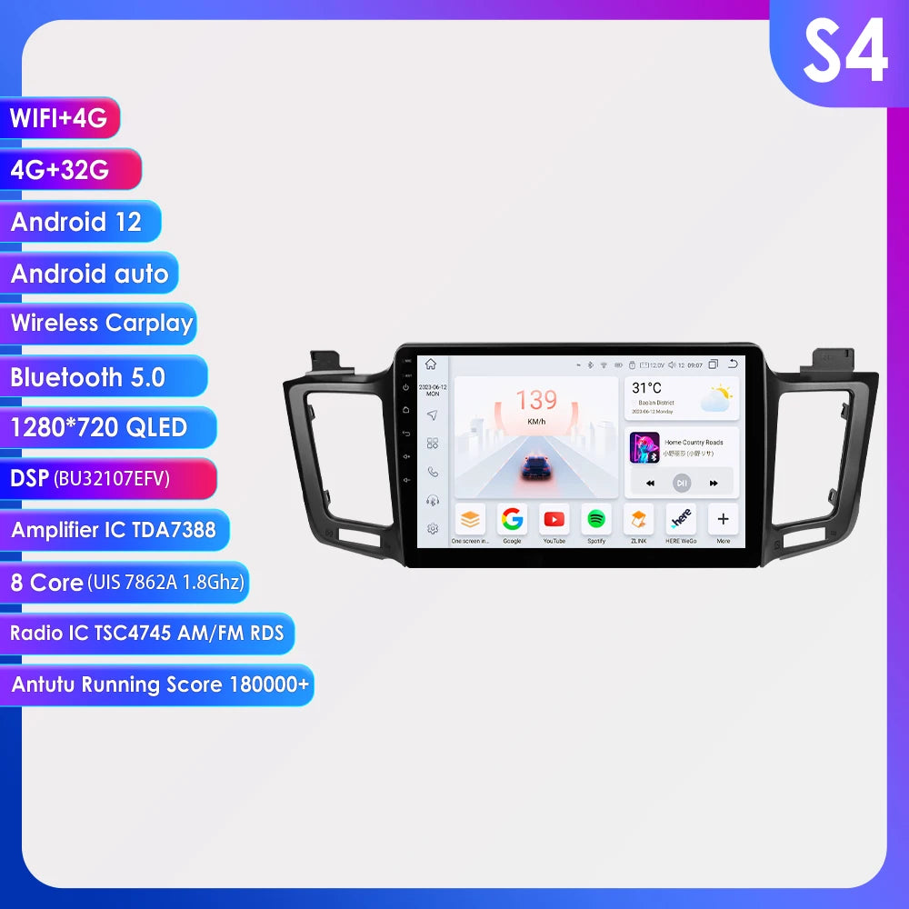 Android 12 Autoradio 7862 Dsp Carplay For Toyota RAV4 RAV 4 2013-2017 Multimedia Video player GPS Navi Stereo 2din QLED screen