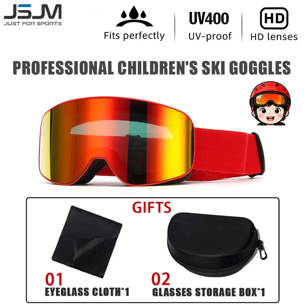 New Children Kids Skiing Goggles 4-15 years old Professional Anti-fog Child Snowboard Goggles UV400 Kids Ski Mask Glasses