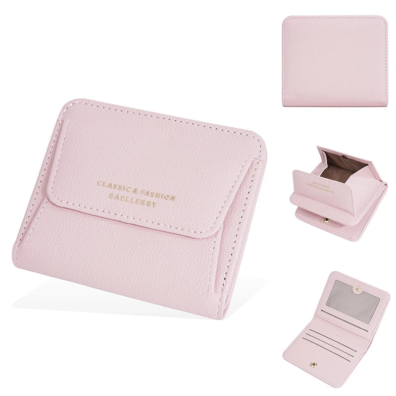 Fashionable Mini Women Wallet Name Engraving High-Quality Card Holder Simple Short Female Coin Purse Small Ladies Purse