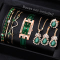 Women's watch light luxury diamond watch Tiktok student small green watch small female watch simple fashion quartz watch set