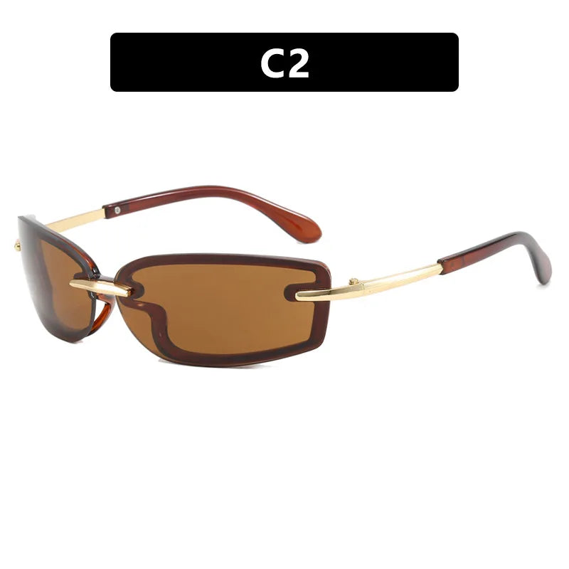 Rimless Y2K Style Sunglasses Rectangle Fashion Popular Women Men Shades Square Sun Glasses for Female Male Glasses Metal Frame