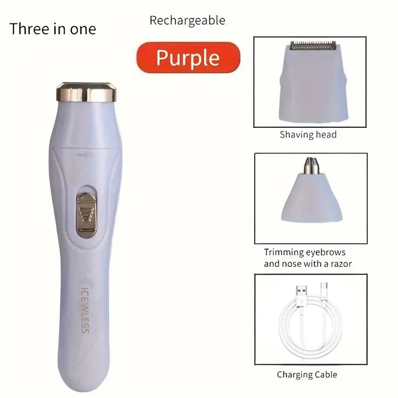 3-in-1 Electric Hair Removal Set, USB Rechargeable Nose Hair Trimmer, Underarm, Leg Hair, Nose Hair Removal Device